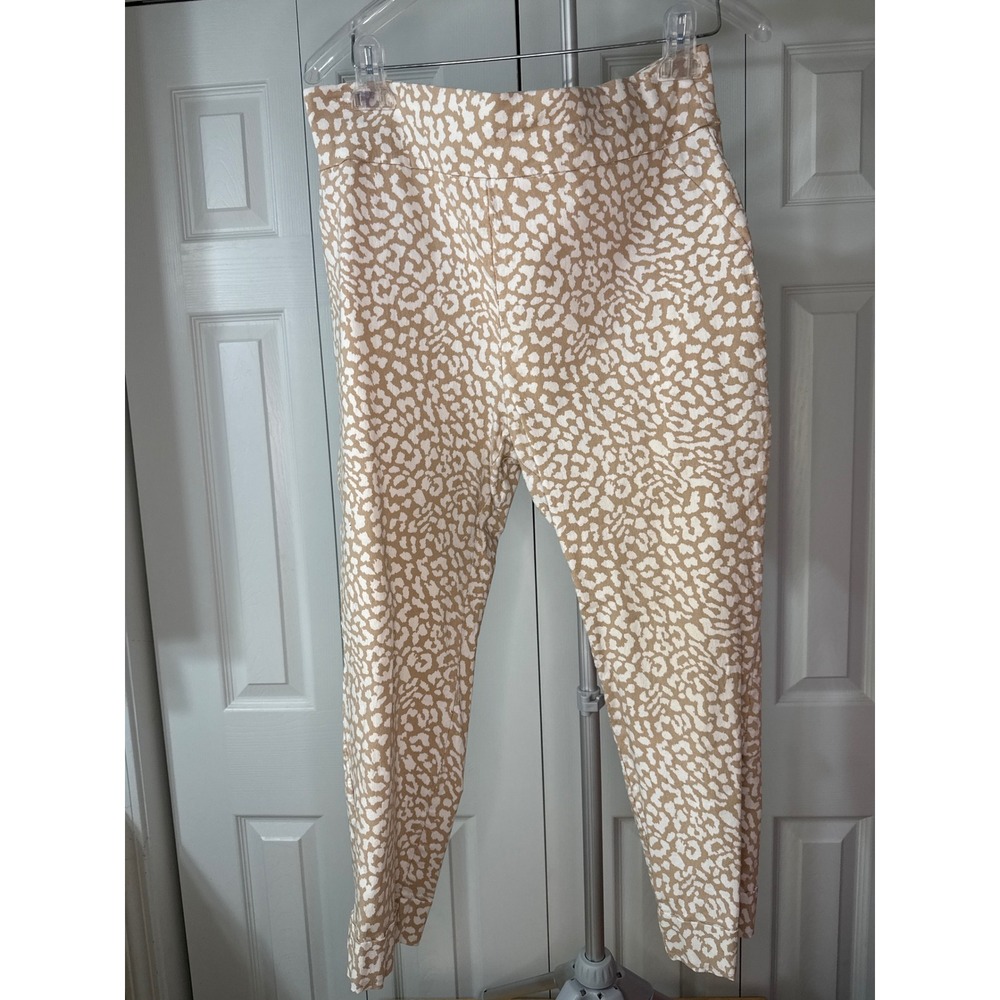 New York & Company 7th Avenue Tan Animal Print Pull On Pants XL Tapered Leg